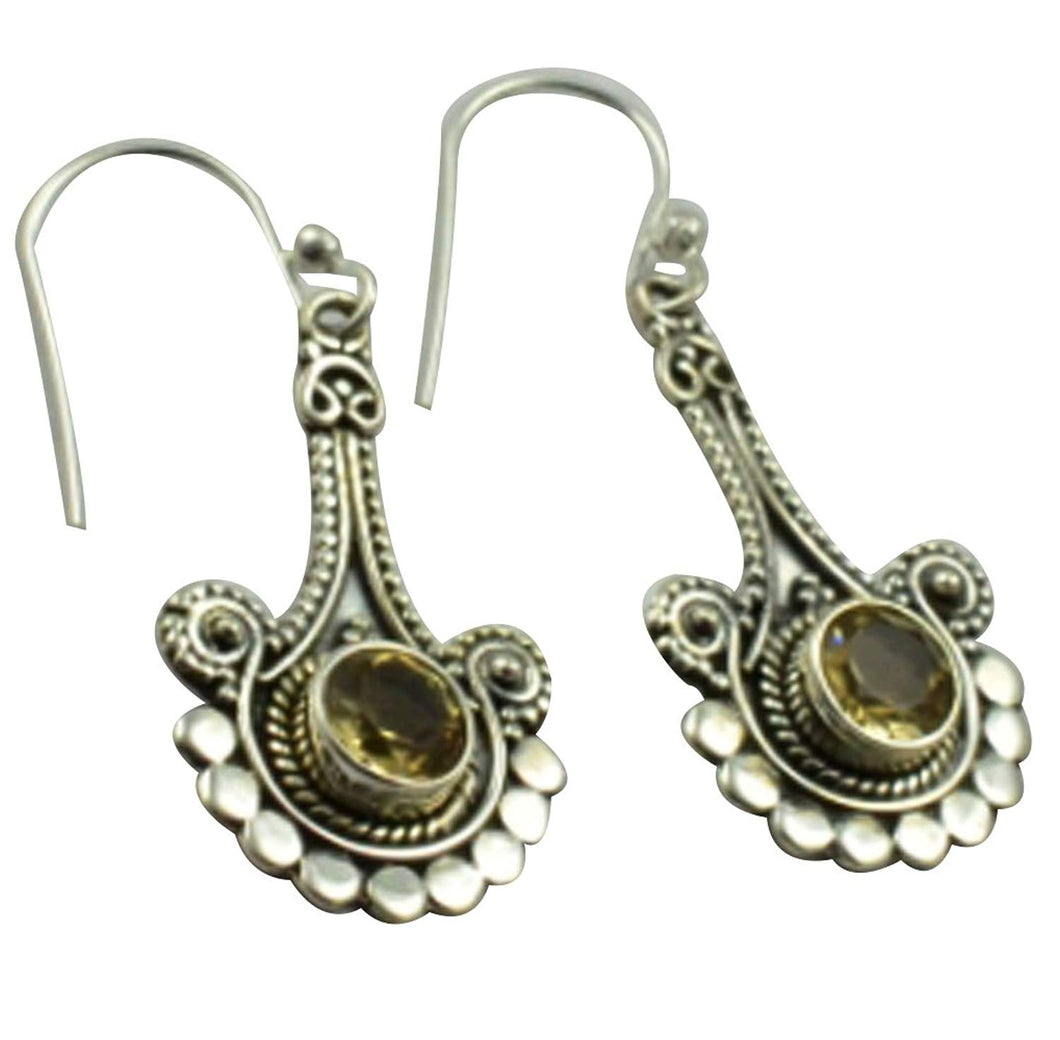 LoveGem Genuine Citrine EARRINGS 925 Sterling Silver, 38.8mm, AE2369