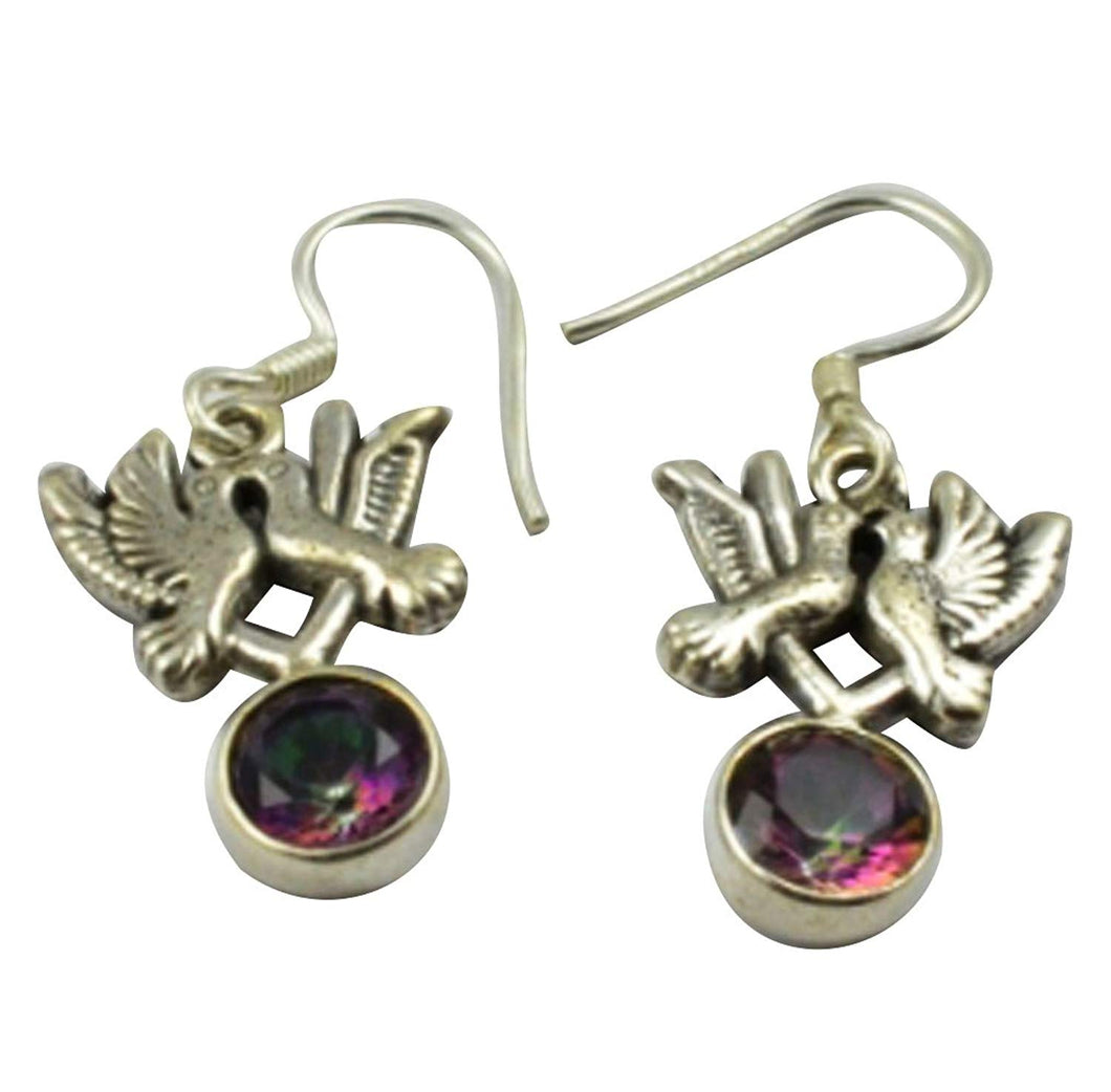 LoveGem Genuine Mystic Topaz EARRINGS 925 Sterling Silver, 33mm, AE2280