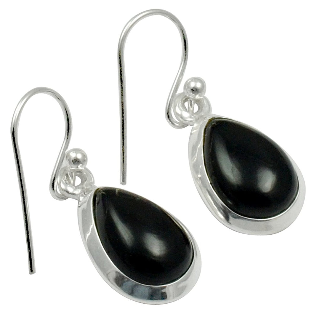 Lovegem Genuine Black Onyx EARRINGS 925 Sterling Silver, 27mm, AE2067