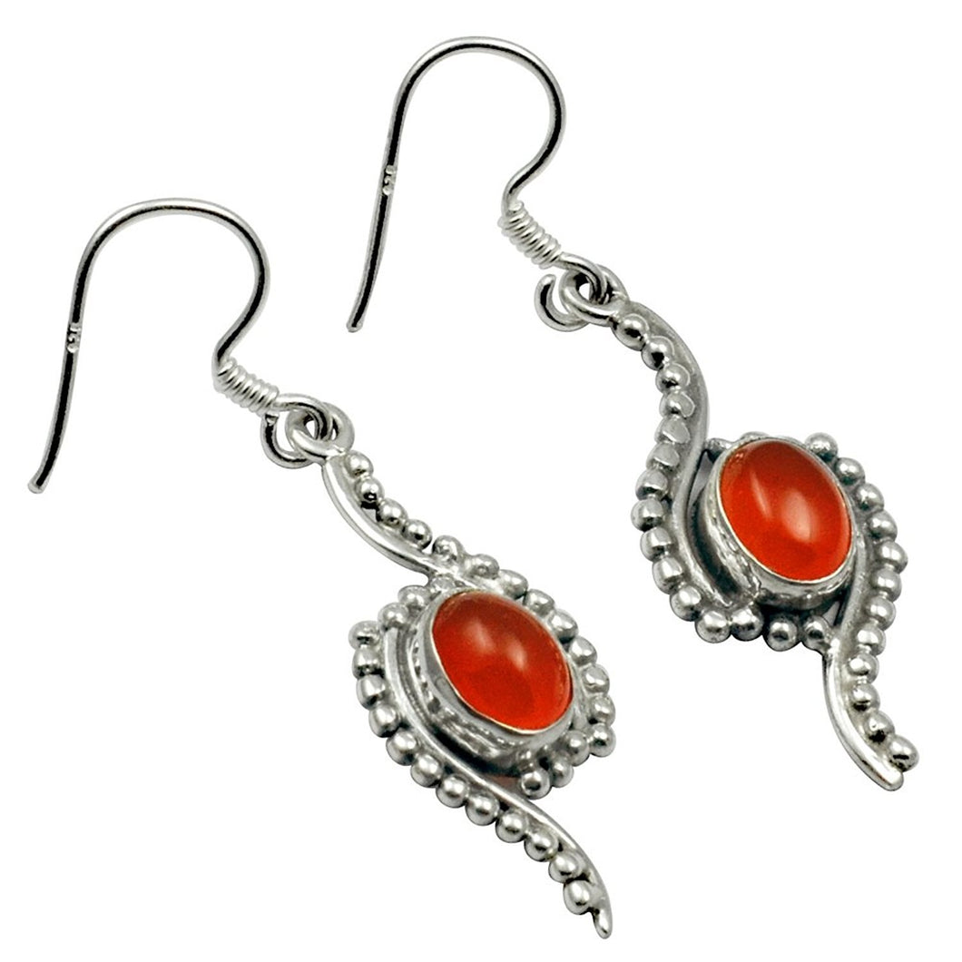 Lovegem Genuine Carnelian EARRINGS 925 Sterling Silver, 42mm, AE2079