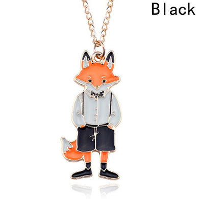 Pendenti di collana di coppia di volpi adorabili del fumetto Collane di animali in metallo per gioielli da uomo e donna 