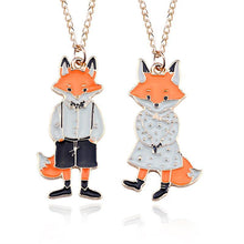 Carica l&#39;immagine nel visualizzatore di Gallery, Lovely Cartoon Miss Fox Mr. Fox Couple Necklace Pendants Enamel Metal Animal Statement Necklaces For Men Women Lovers Jewelry