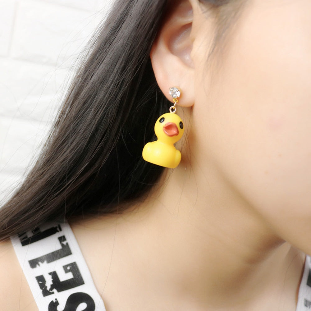 Lovely Yellow Duck Dangle Drop Ear Earrings Women Charming Jewelry Gift