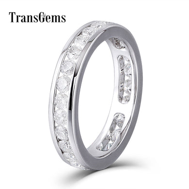 Lovers Gold Moissanite Diamond Wedding Band Eternity Band Solid 14K 585 White Gold Engagement Anniversary Ring for Women and Men