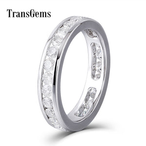 Lovers Gold Moissanite Diamond Wedding Band Eternity Band Solid 14K 585 White Gold Engagement Anniversary Ring for Women and Men