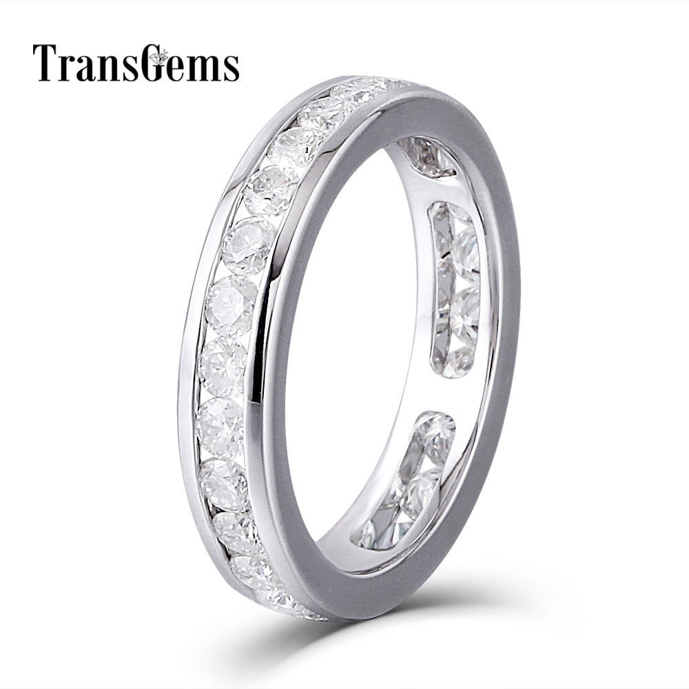 Lovers Gold Moissanite Diamond Wedding Band Eternity Band Solid 14K 585 White Gold Engagement Anniversary Ring for Women and Men
