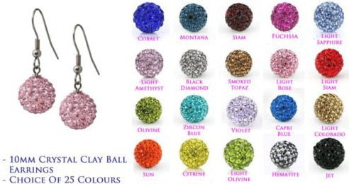 Lowest Price!10mm Cl Mixed 20 Color MOW Crystal Micro Pave Disco Ball Silver Plated crystal Earrings drop Stud jewelry
