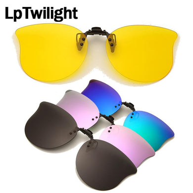 LpTwilight Large Polarized Clip On Sunglasses Yellow Night Vision Glasses Mirror Driving Flip Up Lens Eyewear Accessories sungla