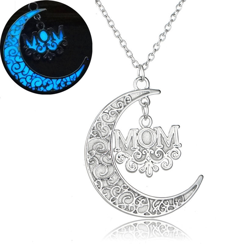 Luminated Necklace Fashion jewelry-Best Mother's D gift i love you mom initial heart pendant necklace mothering sund gift