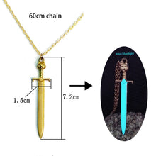 Load image into Gallery viewer, Luminous Glowing Arrow Pendant Necklace Knight Spear Necklace Glow In The Dark Pike Necklace for Women Men Halloween Gift