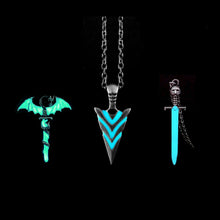 Load image into Gallery viewer, Luminous Glowing Arrow Pendant Necklace Knight Spear Necklace Glow In The Dark Pike Necklace for Women Men Halloween Gift