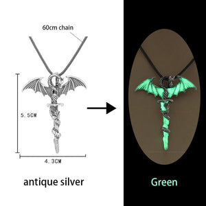 Luminous Glowing Arrow Pendant Necklace Knight Spear Necklace Glow In The Dark Pike Necklace for Women Men Halloween Gift