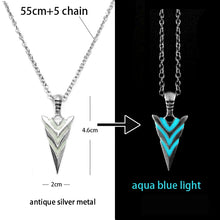 Load image into Gallery viewer, Luminous Glowing Arrow Pendant Necklace Knight Spear Necklace Glow In The Dark Pike Necklace for Women Men Halloween Gift
