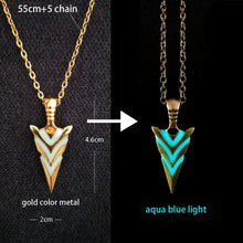 Load image into Gallery viewer, Luminous Glowing Arrow Pendant Necklace Knight Spear Necklace Glow In The Dark Pike Necklace for Women Men Halloween Gift