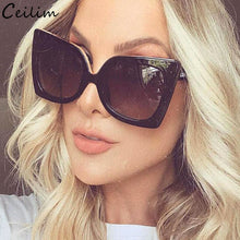 Load image into Gallery viewer, Black Oversized Sunglasses Women Brand Designer Sexy Big Frame Square Cat Eye Sun Glasses 2023 Female Gradient Shades