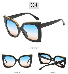 Black Oversized Sunglasses Women Brand Designer Sexy Big Frame Square Cat Eye Sun Glasses 2023 Female Gradient Shades