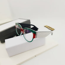 Carica l&#39;immagine nel visualizzatore di Gallery, Montature per occhiali Cat Eye di marca Gambe bling da donna Occhiali quadrati per computer di tendenza Montature per occhiali regalo decorative