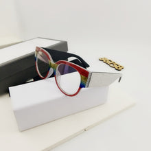 Carica l&#39;immagine nel visualizzatore di Gallery, Montature per occhiali Cat Eye di marca Gambe bling da donna Occhiali quadrati per computer di tendenza Montature per occhiali regalo decorative