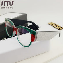 Carica l&#39;immagine nel visualizzatore di Gallery, Montature per occhiali Cat Eye di marca Gambe bling da donna Occhiali quadrati per computer di tendenza Montature per occhiali regalo decorative
