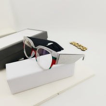 Carica l&#39;immagine nel visualizzatore di Gallery, Montature per occhiali Cat Eye di marca Gambe bling da donna Occhiali quadrati per computer di tendenza Montature per occhiali regalo decorative