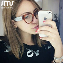 Carica l&#39;immagine nel visualizzatore di Gallery, Montature per occhiali Cat Eye di marca Gambe bling da donna Occhiali quadrati per computer di tendenza Montature per occhiali regalo decorative