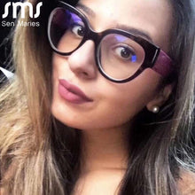 Carica l&#39;immagine nel visualizzatore di Gallery, Montature per occhiali Cat Eye di marca Gambe bling da donna Occhiali quadrati per computer di tendenza Montature per occhiali regalo decorative