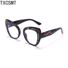 Load image into Gallery viewer, Brand Designer Anti Blue Light Cat Eye Glasses Women Cat Eye Eyeglasses Female Trendy Big Frame Clear Eyeglass