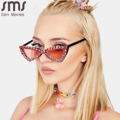 Brand Designer Cat eyes sunglasses Women Crystal Shades UV400 Rhinestone Sun Glasses Eyewear Oculos Sol