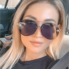 Load image into Gallery viewer, Brand Designer Female Rimless Sunglasses AViation Women Sun Glasses Gradient Shades Little bee Lens Ladies UV400 rays