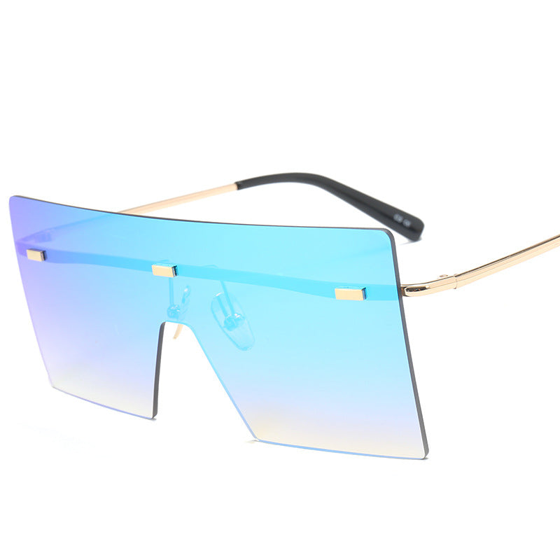 Brand Designer Oversized Rimless Sunglass For Women Mens 2023 Mirrored Flat Top Sun Glasses Gafas De Sol Sunglasses