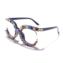 Carica l'immagine nel visualizzatore di Gallery, Brand Designer Rhinestone Eyeglasses Women's Color Diamond Sunglasses Half Frame Optical Clear Computer Glasses