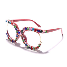 Carica l'immagine nel visualizzatore di Gallery, Brand Designer Rhinestone Eyeglasses Women's Color Diamond Sunglasses Half Frame Optical Clear Computer Glasses