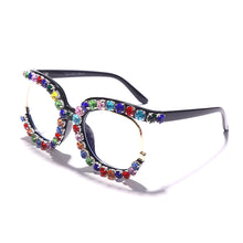 Carica l'immagine nel visualizzatore di Gallery, Brand Designer Rhinestone Eyeglasses Women's Color Diamond Sunglasses Half Frame Optical Clear Computer Glasses