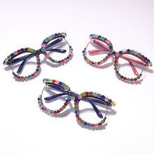 Carica l'immagine nel visualizzatore di Gallery, Brand Designer Rhinestone Eyeglasses Women's Color Diamond Sunglasses Half Frame Optical Clear Computer Glasses