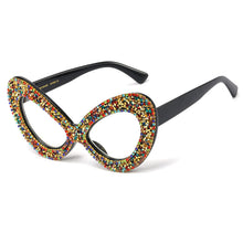Carica l&#39;immagine nel visualizzatore di Gallery, Brand Designer Rhinestone Eyelasses Women Cat Eyes Crystal Goggles Eye Protection Eyewear Optical Frame