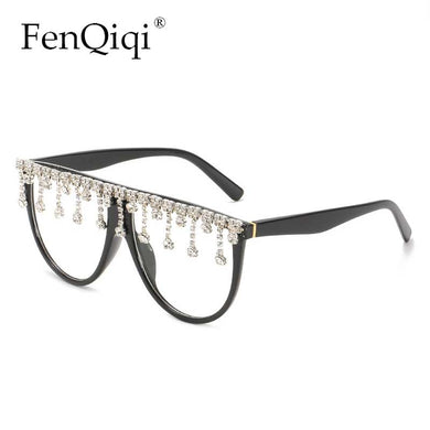 Brand Designer Rhinestone Sunglasses Vintage Tassel Diamond Handmake Sunglasses Frame Sun Glasses For Female Ladies