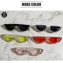 Load image into Gallery viewer, Brand Designer Small Half Frame Cat Eye Sunglasses Women Travel Retro Diamond Crystal Sun Glasses Sexy Ladies