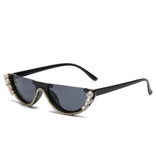 Load image into Gallery viewer, Brand Designer Small Half Frame Cat Eye Sunglasses Women Travel Retro Diamond Crystal Sun Glasses Sexy Ladies