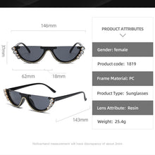 Load image into Gallery viewer, Brand Designer Small Half Frame Cat Eye Sunglasses Women Travel Retro Diamond Crystal Sun Glasses Sexy Ladies