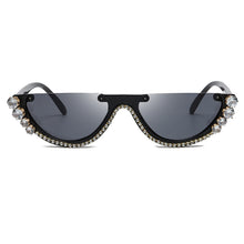 Load image into Gallery viewer, Brand Designer Small Half Frame Cat Eye Sunglasses Women Travel Retro Diamond Crystal Sun Glasses Sexy Ladies
