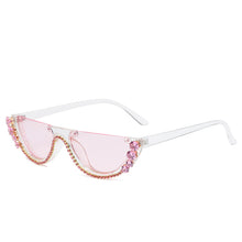 Load image into Gallery viewer, Brand Designer Small Half Frame Cat Eye Sunglasses Women Travel Retro Diamond Crystal Sun Glasses Sexy Ladies