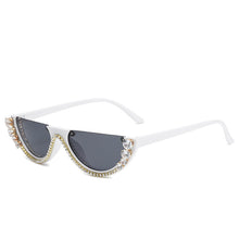 Load image into Gallery viewer, Brand Designer Small Half Frame Cat Eye Sunglasses Women Travel Retro Diamond Crystal Sun Glasses Sexy Ladies