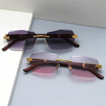Load image into Gallery viewer, Brand Designer Square Rimless Sunglasses Women Men 2023 Vintage Popular Travel Wooden Sun Glasses UV400 gafas