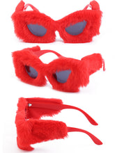Load image into Gallery viewer, Brand Designer Sunglasses For Women Cat Eye Soft Fur Velvet Sun Glasses Ladies Handmade Plush Shades Female UV400