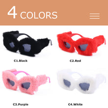 Load image into Gallery viewer, Brand Designer Sunglasses For Women Cat Eye Soft Fur Velvet Sun Glasses Ladies Handmade Plush Shades Female UV400