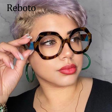 Glasses Woman Fashion Oversized Sexy Ladies Leopard Cat Eye Glasses Frames For Women Eyewear Sunglases
