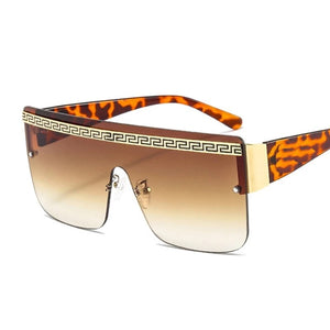 Brand Logo Sunglass For Men Designer Conjoined Square Gradient Lens Brand 2023 Mental Sunglasses  Eyewear UV400