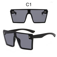 Carica l&#39;immagine nel visualizzatore di Gallery, Brand Oversize Square Sunglasses Women 2023 Designer One Piece Gradient Mirror Shades Big Flat Top Goggles