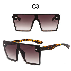 Brand Oversize Square Sunglasses Women 2023 Designer One Piece Gradient Mirror Shades Big Flat Top Goggles