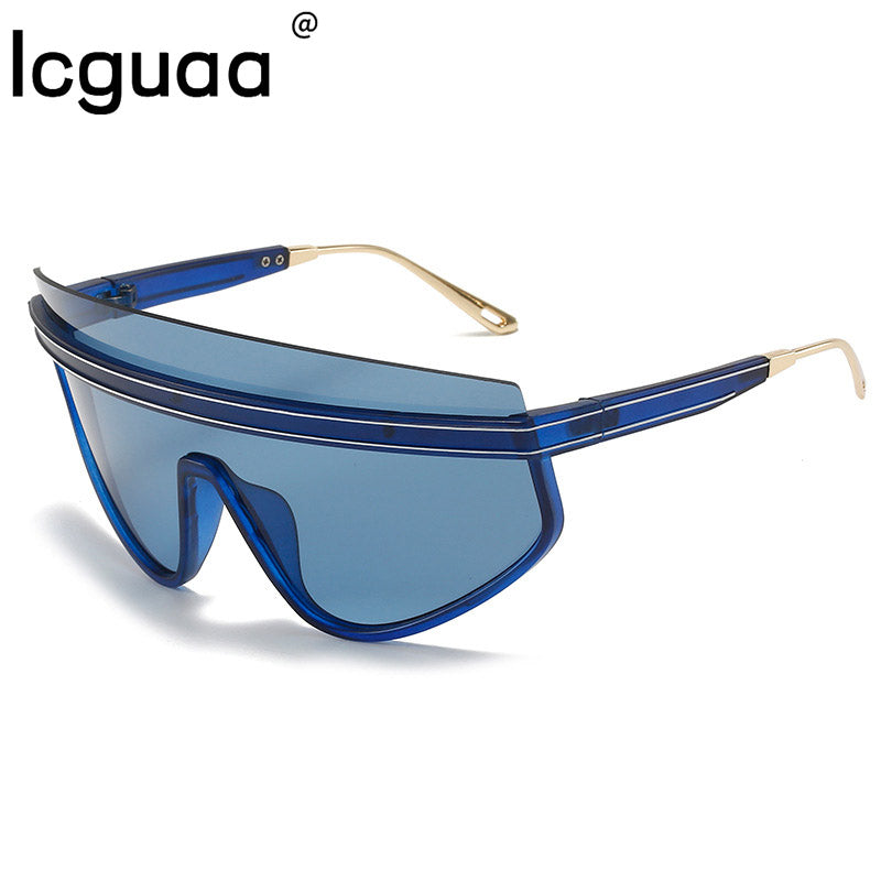 Brand Oversized Onepiece Shield Shades For Women Semi-Rimless   Designer Men Sunglasses